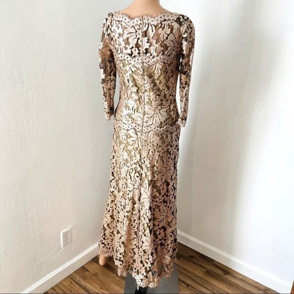 TADASHI SHOJI Sequin Embroidered Gold Gown Size 2 - Picture 6 of 16